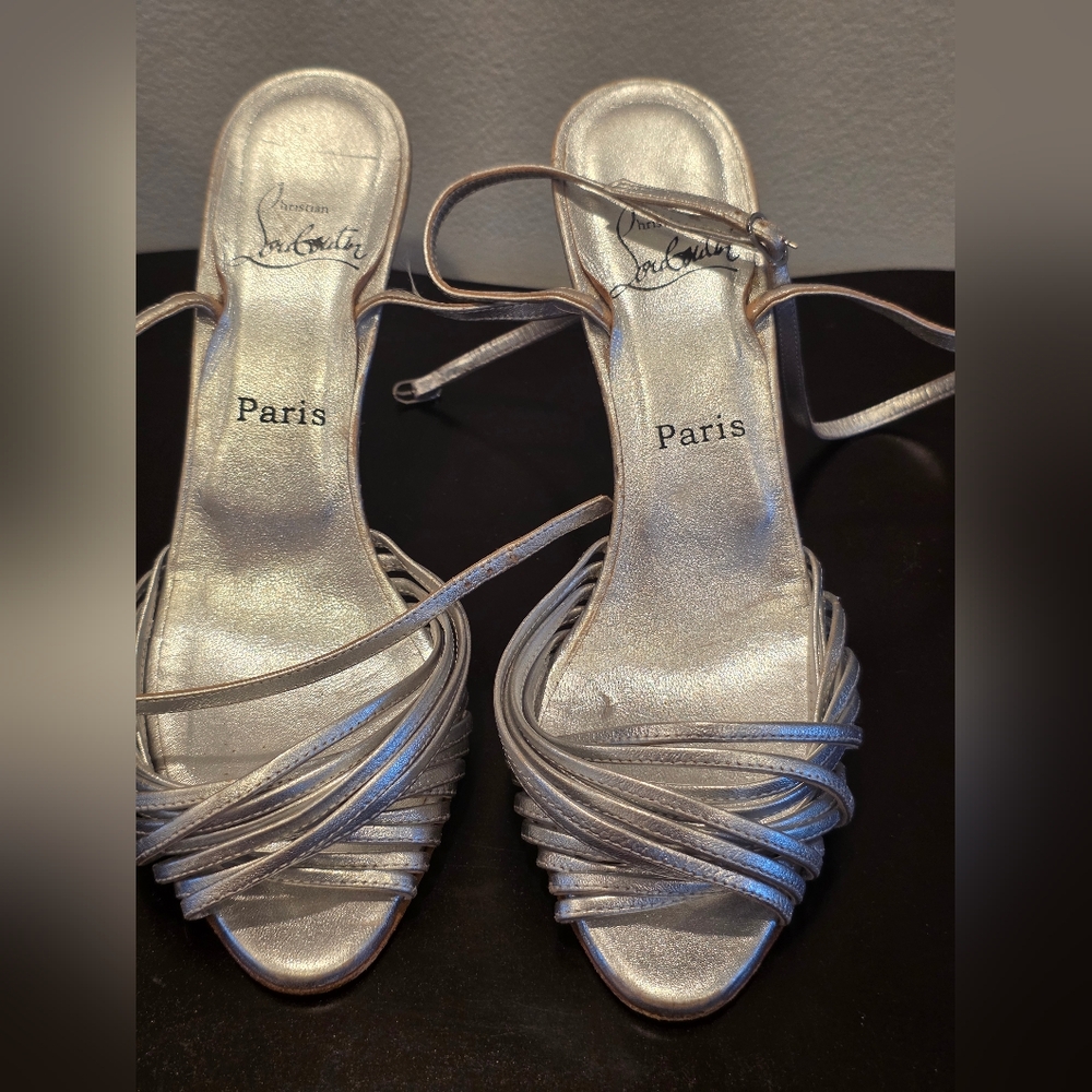 Christian Louboutin Silver Strappy Heels